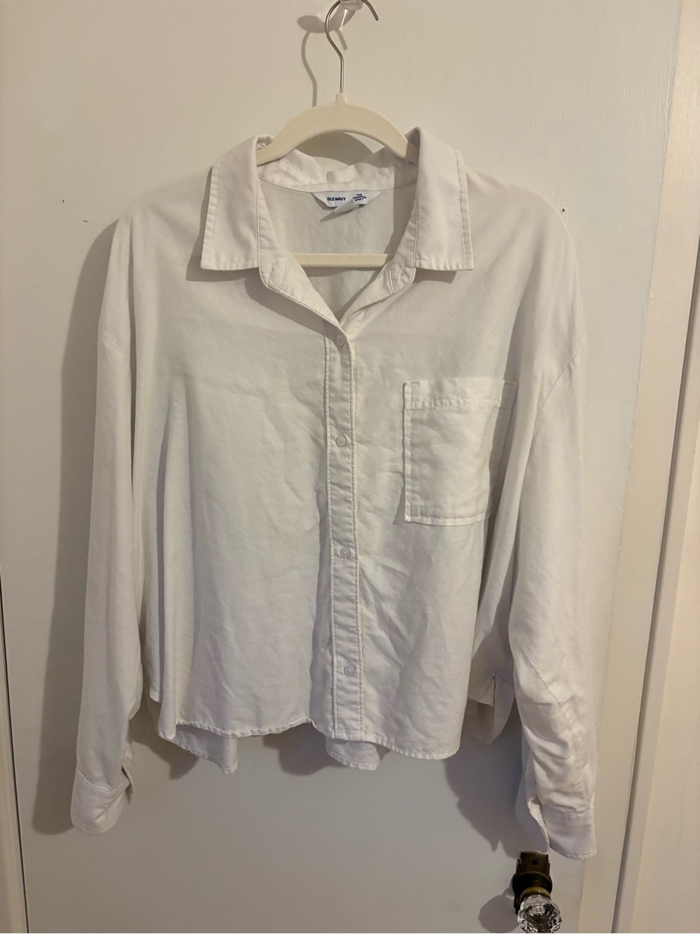 Old Navy White Cropped Button-Down Shirt